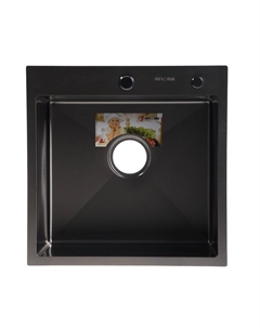 Мойка кухонная AFLORN AF95050DF, врезная, S=3.0 и 0.8 мм, 50×50 см, сифон, черная Aflorn