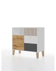 Комод напольный Story «Коты и овалы», 3 ящика, с дверью, 1000×470×940 мм, цвет золото Мама