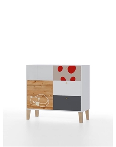 Комод напольный Story «Коты и овалы», 3 ящика, с дверью, 1000×470×940 мм, цвет золото Мама