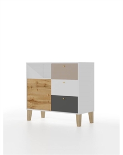 Комод напольный Story «Коты и овалы», 3 ящика, с дверью, 1000×470×940 мм, цвет золото Мама