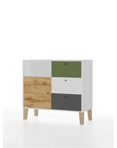 Комод напольный Story «Коты и овалы», 3 ящика, с дверью, 1000×470×940 мм, цвет чёрный Мама