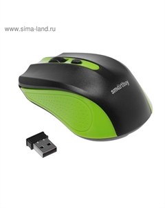 Мышь Smartbuy ONE 352, беспроводная, оптическая, 1600 dpi, 2xAAA (не в компл), зелёно-чёрная