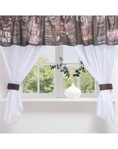 Комплект штор для кухни «Наоми» тюль (294х160 см), ламбрекен (290х40 см), подхваты Виэлси