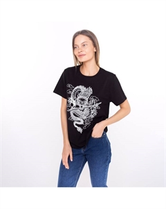 Футболка женская «Дракон», принт белый, чёрный, размер 48 Руся