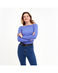 Лонгслив с вырезом лодочка женский : Basic line, фиалковый, размер 46 Minaku