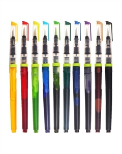 Набор кистей синтетика 10 штук заправленная тушью, 10 цветов Superior