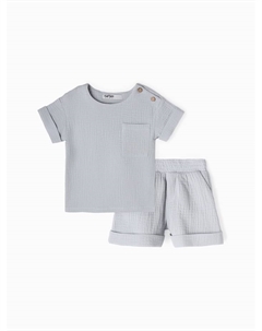 Костюм (рубашка и шорты ) детский «Муслин», размер 32 (110-116 см), серый Kaftan