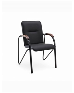 Стул "Самба" для посетителей, черный/орех, каркас металл, обивка экокожа Клик мебель