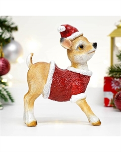 Фигурка полистоун «Новогодний олененок в шапке», 15 см Хорошие сувениры
