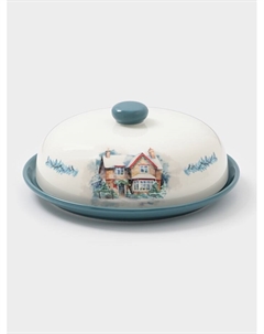 Блинница новогодняя «Зимний вечер», 23.5×9.7 см, доломит, белая Доляна