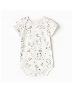 Боди детское с коротким рукавом, цвет белый/зайчики, рост 74 Юниор текстиль