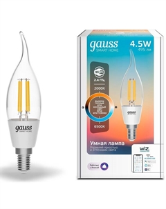 Умная лампа Gauss IoT Smart Home E14 4.5Вт 495lm Wi-Fi (упак.:1шт) (1280112)