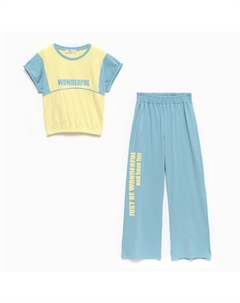 Комплект для девочки, цвет жёлтый/мятный, рост 134 см Bebus