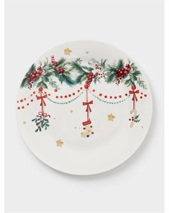 Тарелка «Новогодние подарки», d=20.5 см, фарфор, белая Доляна