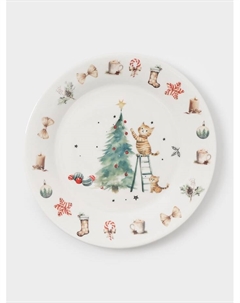 Тарелка новогодняя «Волшебный праздник», d=20.5 см, фарфор, белая Доляна