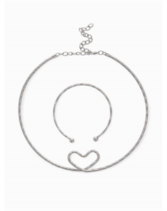 Набор 2 предмета: чокер, браслет «Обруч» сердце, цвет серебро Qf