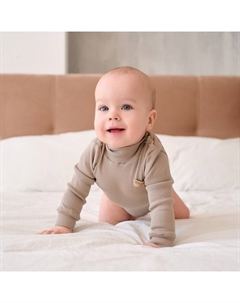 Боди-водолазка детская, серо-бежевое, рост 74-80 см Minaku