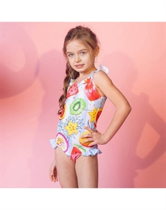 Купальник Fruits, рост 110-116 см (32), голубой, белый Kaftan