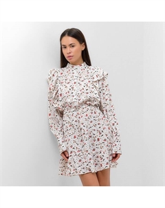 Платье мини женское с рюшами, размер 48, белое Mist