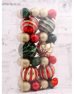 Ёлочные игрушки «Новогодний маскарад», шары новогодние, набор 38 шт., МИКС Зимнее волшебство