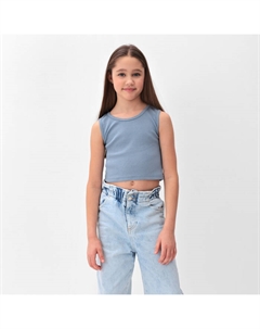 Майка-топ для девочки : Basic Line KIDS, серо-голубая, рост 128 см Minaku