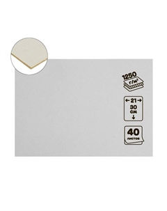 Картон переплётный 2.0 мм, 21 х 30 см, 40 листов, 1250 г/м2, белый Calligrata
