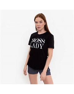 Футболка женская с принтом Ladi Boss, чёрная, размер 46 Comfort