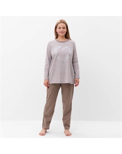 Комплект женский «Сердце» (лонгслив, брюки), цвет светло-серый, размер 54 Руся