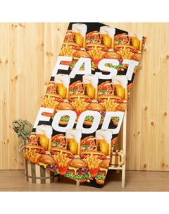 Полотенце банное вафельное Fast food 70×146 см, 100% хлопок, 160 г/м² Этель