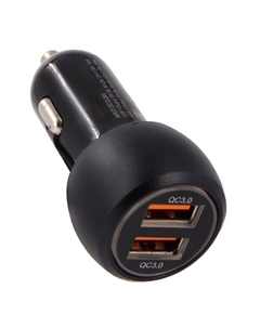 Адаптер автомобильный CARLINE® 2хUSB Quick Charge 3.0, в прикуриватель 12 В, черный Carline