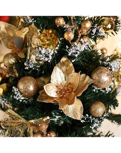 Искусственная ёлка настольная «. Праздничная», бантик цветок шары, 28×58 см, ПВХ ветки отгибаются, золотистая Зимнее волшебство