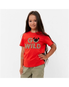 Футболка детская "Go wild" Минни Маус, рост 122-128, красный Kaftan