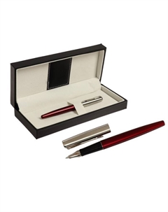 Ручка подарочная шариковая в кожзам футляре, корпус бордо с серебром Calligrata