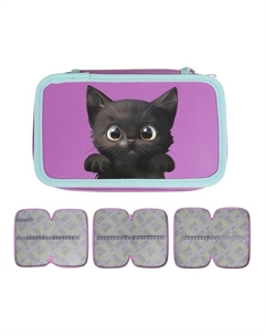 Пенал 3 секции, 125×205×55 мм, 30П26/3 «Кот чёрный», ламинированный картон Calligrata