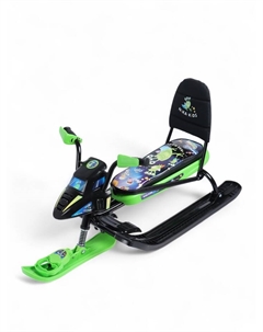 Снегокат Snowpatrol с пришельцами, со спинкой, чёрный, зелёный, СНД2/П2 Ника