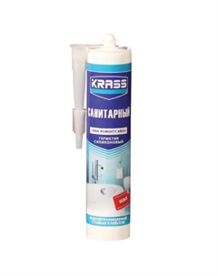 Герметик, силиконовый, санитарный, прозрачный, 300 мл Krass