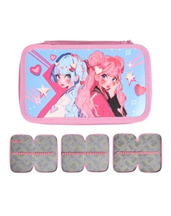 Пенал 3 секции, 125×205×55 мм, 30П26/3 «Аниме подружки», ламинированный картон Calligrata