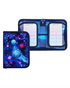 Пенал 1 секция, 140 х 200 х 40 мм, 2 откидные планки, тканевый, "Вселенная" синий NPk_74288 Hatber