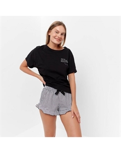 Пижама женская (футболка, шорты), чёрная, размер 48 Дарья