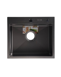 Мойка кухонная AFLORN AF95044DF, врезная, S=3.0 и 0.8 мм, 50×44 см, сифон, черная Aflorn