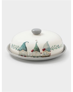 Блинница новогодняя «Домашние гномики», 23.5×9.7 см, доломит, белая Доляна