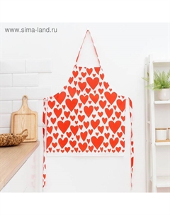 Фартук «» Red hearts 60×65 см, 100% хлопок, саржа 190 г/м² Этель