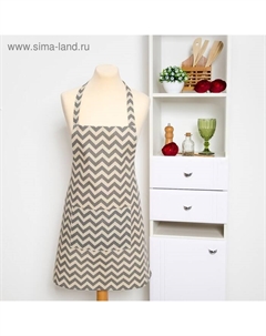 Фартук «», 60×70 см, зигзаг/серый, 100% п/э, рогожка 200 г/м Доляна