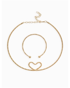 Набор 2 предмета: чокер, браслет «Обруч» сердце, цвет золото Qf