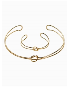 Набор 2 предмета: чокер, браслет «Обруч» узел, цвет золото Qf