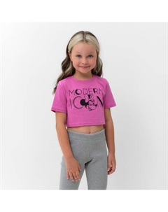 Футболка для девочки укороченная : Icon, розовая, рост 122-128 см Kaftan