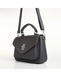 Сумка женская мессенджер на клапане, 24×7×16 см, тёмно-серая Textura