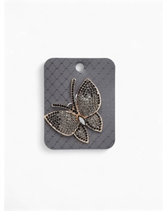 Брошь «Бабочка», серо-чёрная в золоте Qf