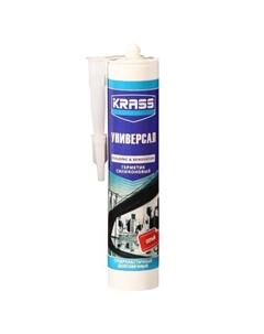 Герметик, силиконовый, универсальный, серый, 300 мл Krass
