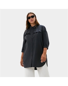 Рубашка женская с воланом plus-size, размер 52, тёмно-серая Mist